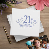 21st Birthday White Photo Album Gift For Her Or Him With Star Design